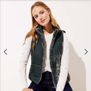 Loft Green Velvet puffer vest